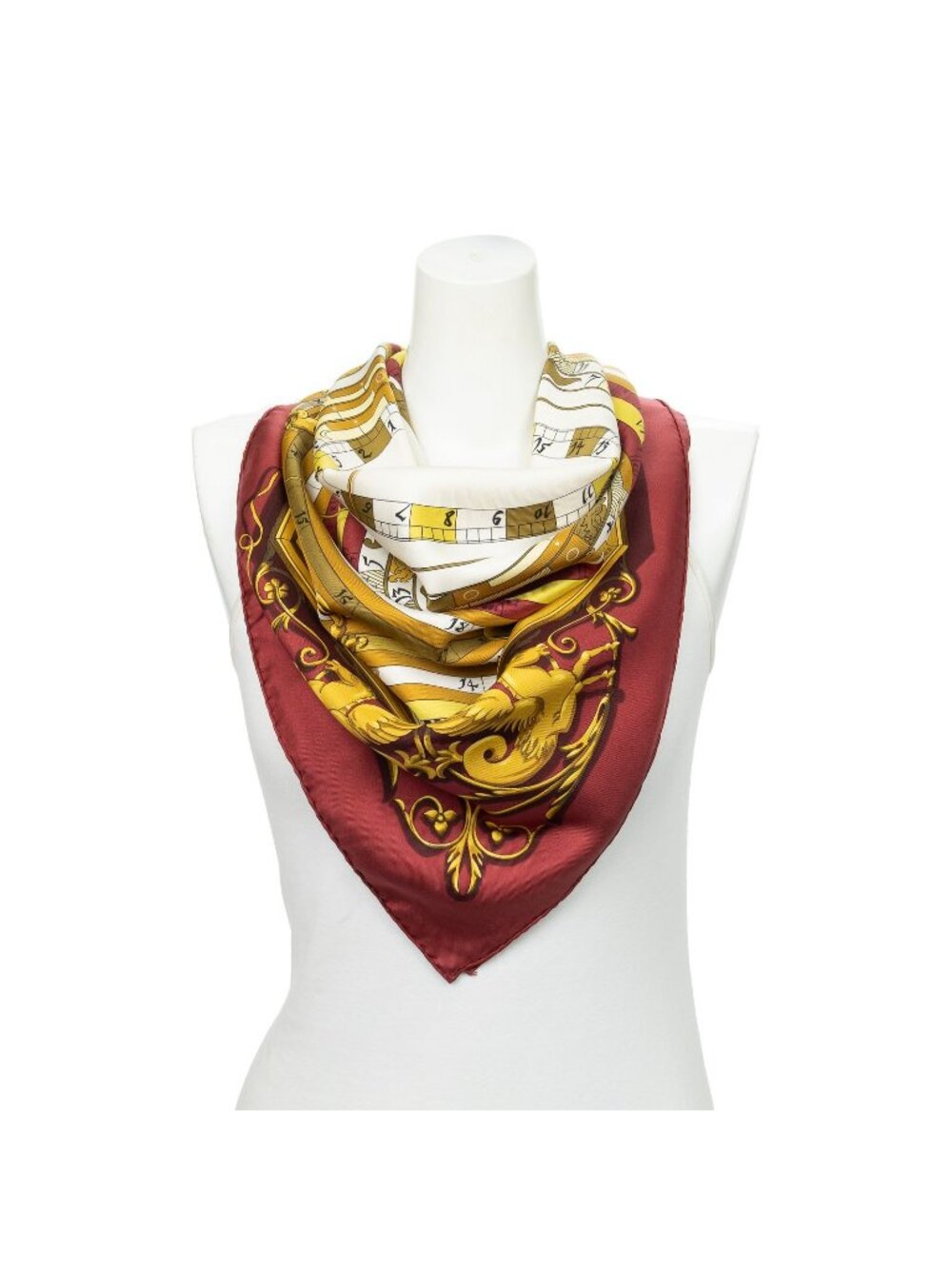 Hermes Scarf Mar-N Gold White Silk